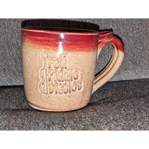 Red Fiddle Vittles Handmade Mug By Salvaterra Pottery - Rustic Stoneware Coffee